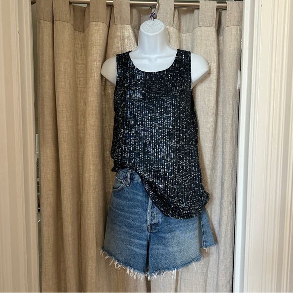 Calypso St. Barth Dark Blue Sequined Silk Tank Top - XS - excellent condition - Picture 3 of 10